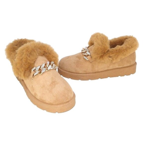 ROUGE HELIUM brown slip on shoes textile & faux fur woman's size 10 NEW, NO TAGS - Picture 1 of 9